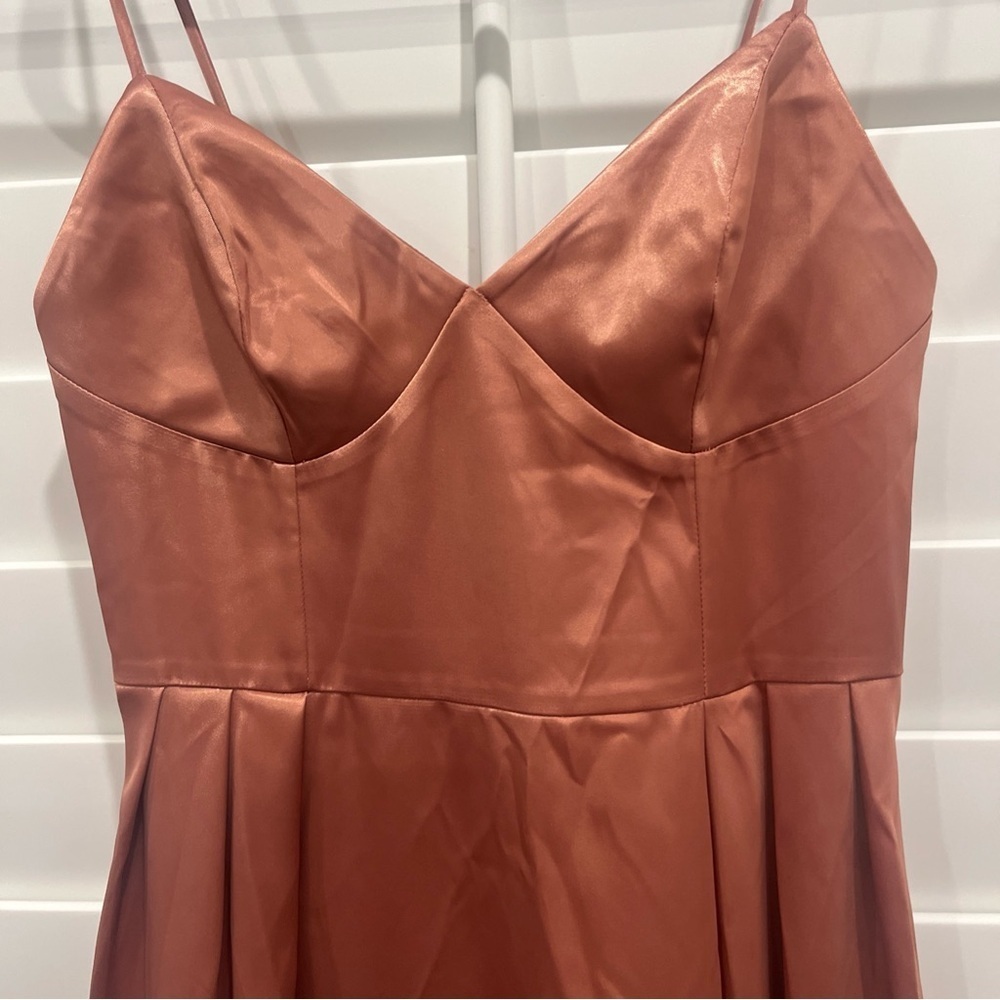 H & M Pink Satin Girly Barbie Midi Dress Formal Womens Size 2 - Picture 2 of 6